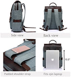 Vaschy Vintage Leather Backpack for Women and Men Canvas Ergonomic Rucksack Bookbag Daypack fits