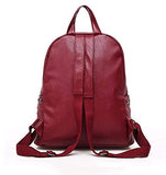PU soft leather rivet backpack women travel bags handbags,one-size,black