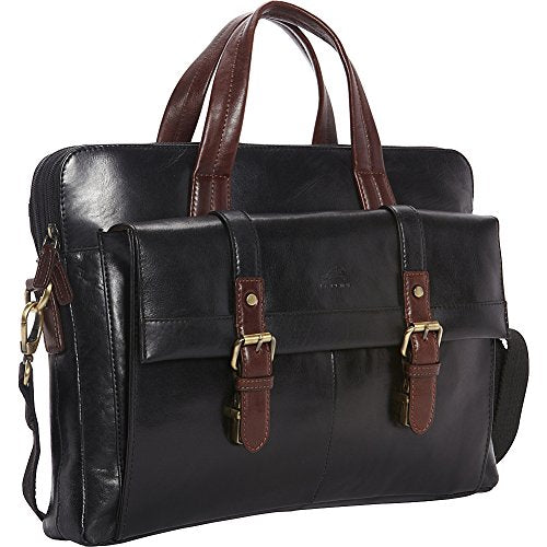 Mancini Leather Goods RFID Secure Double Compartment Laptop Briefcase