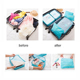 M-jump Clothes Storage Bags Packing Cube Travel Luggage Organizer Pouch,6 Set Travel Multi-functional Clothing Sorting Packages (Sky blue)