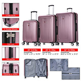 DUKAP Luggage Crypto Lightweight Hardside 3 piece set 20''/28''/32'' Rose Gold