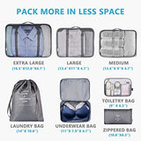 Packing Cubes VAGREEZ 7 Set Lightweight Travel Luggage Organizers with Laundry Bag or Toiletry