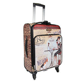 Nicole Lee Women'S 20" 4 Wheels Expandable Carry-On Luggage Beige Time Print, Coffee