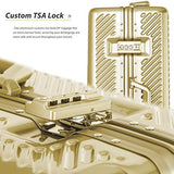 Flieks Aluminum Frame Luggage TSA Approved Zipperless Suitcase with Spinner Wheels 20 24 28inch Available (24-Checking in, Luxury Gold)