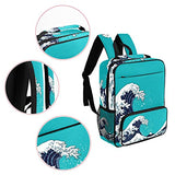 LORVIES Japanese Waves School Bag for Student Bookbag Women Travel Backpack Casual Daypack Travel Hiking Camping