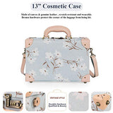 COTRUNKAGE Travel Carry On Luggage Trunk Set Vintage Suitcase for Women with TSA Lock (12" & 20", LightCyan Floral)