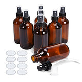 Fine Mist Sprayers 8 Piece 4 oz Amber Glass Bottles ULG Empty Spray Atomizer for Essential Oils Aromatherapy Cosmetic Sprays Including 8 Piece Waterproof DIY Labels