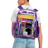 Clear Backpack, iSPECLE Durable School Backpack with Laptop Compartment Clear Backpack with Reinforced Padded Straps Transparent Bag for School, Work, Security, Dark Purple