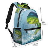 DAOPUDA Leisure Travel Backpack For Women Men Kids,Green Ocean Mahi Dolphin Fish On Blue Dorado Fishing Saltwater