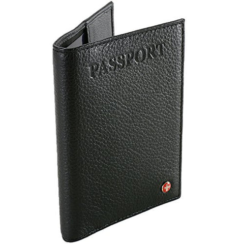 AlpineSwiss RFID Blocking Leather Passport Cover ID Protection Travel Case Black