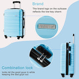 Luggage Set 3 Piece Set Suitcase set Spinner Hard shell Lightweight (skyblue)