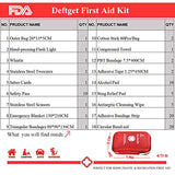 DeftGet First Aid Kit - 163 Piece Waterproof Portable Essential Injuries & Red Cross Medical Emergency Equipment Kits : for Car Kitchen Camping Travel Office Sports and Home