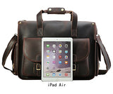 Polare 17" Vintage Full Grain Leather Messenger Bag For Laptop Briefcase Satchel Bag