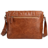 Men Travel Messenger Briefcase Schoolbag PU Leather Laptop Bag Coffee- Back to School