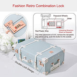 UNIWALKER 2 Piece Vintage Luggage Set 26inch Spinner Trunk with 20inch Carry on Cute Suitcase for Women (Embossed Blue)