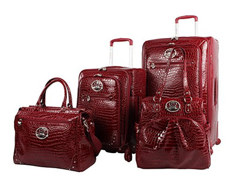 Kathy Van Zeeland Croco Pvc Luggage Set 4 Piece Expandable Suitcase With Spinner Wheels (One