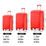 JOYWAY 3 Pcs Luggage Set Hardside Lightweight Spinner Suitcase with TSA Lock… (red)
