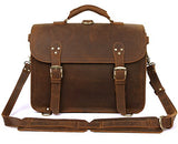 Polare Leather Messenger Bag Casual Designer Travel Briefcase Fits 16.5” Laptop