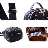 ABage Women's Mini Backpack Purse Chic Sequin PU Leather School Casual Daypacks, Black