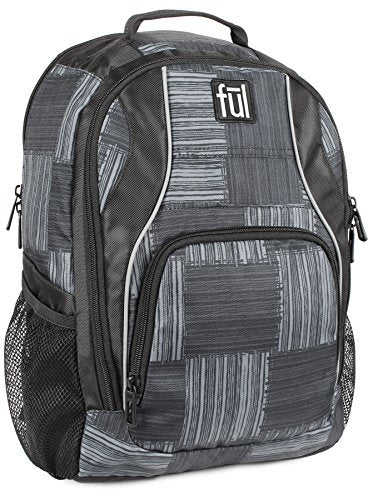 FUL Dax Padded Laptop Backpack, Fits Up to 15in Laptops, Black/Gray