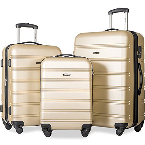 Merax Travelhouse Luggage 3 Piece Expandable Spinner Set (Gold)
