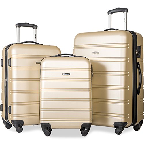 Merax Travelhouse Luggage 3 Piece Expandable Spinner Set (Gold)