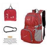 Outlander Packable Lightweight Travel Hiking Backpack Daypack (New Red)