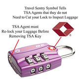 Forge Tsa Lock Purple 4 Pack - Open Alert Indicator, Easy Read Dials, Alloy Body