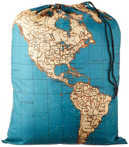 Kikkerland Travel-Size Laundry Bag, World Map