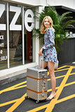 Aluminum Frame Luggage Hardside Fashion Suitcase with Detachable Spinner Wheels 26 Inch Silver