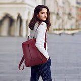 S-Zone Women'S Genuine Leather Backpack Purse Travel Bag Fit 14" Laptop (Wine Red)
