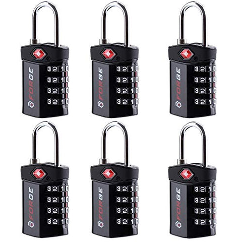 4 Digit TSA Approved Luggage Lock, 6 Pack, Change Your Own Color and Combination, Inspection Indicator, Alloy Body