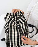 BAGGU Drawstring Backpack, Durable and Stylish For Daily Essentials, Plaid