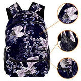 LORVIES White Japanese Cranes And Pink Branches Backpack Hiking Daypack for Adults Kids