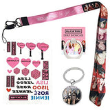 Blackpink Gifts Set For Blink - 1 Blackpink Darwstring Bag Backpack, 12 Blackpink Stickers, 1 Blackpink Lanyard, 4 Button Pins, 1 Phone Finger Ring Stand, 1 Keychain, 1 Tattoo Sticker