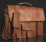 Vintage Handmade Leather Messenger Bag For Laptop Briefcase Satchel Bag (18 Inch)