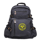 Zombie Outbreak Response Team Sport Heavyweight Canvas Backpack bag in Black & Neon Yellow, Large