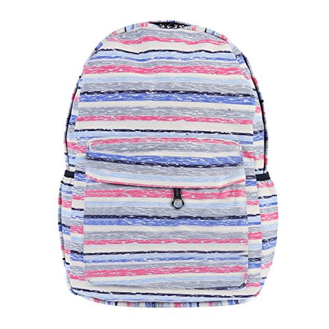 Damara Womens Colorful Stripes Patterned Canvas Backpack,Blue
