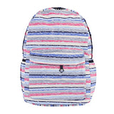 Damara Womens Colorful Stripes Patterned Canvas Backpack,Blue
