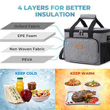 Lifewit Large Lunch Bag 24-Can (15L) Insulated Lunch Box Soft Cooler Cooling Tote for Adult Men Women, Grey