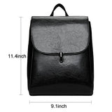 ABage Women's PU Leather Travel College Student Backpack Purse Handbag Bookbag School Bag, Black