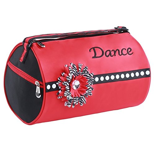 Sassi Designs Girls Red "Dance" Flower Fully Lined Scarlet Small Roll Duffel