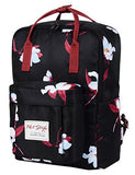HotStyle Convertible Floral Backpack for Girls - Waterproof fits 14-inch Laptop - Black