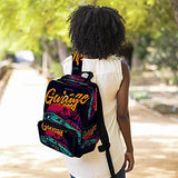 LORVIES American Muscle Car in Retro Neon Style Painting School Bag for Student Bookbag Women Travel Backpack Casual Daypack Travel Hiking Camping