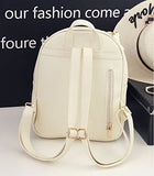 Girls Bowknot 3-Pieces Fahsion Leather Backpack Mini Backpack Purse For Women Beige