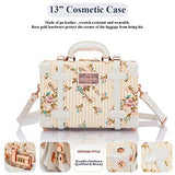 COTRUNKAGE Vintage Luggage Set 3 Piece Cute Travel Suitcase for Women with Cosmetic Case, Beige Floral