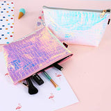 Aibearty Women Holographic Geometric Clutch Handbag Leather Makeup Purse Cosmetic Toiletry Bag