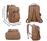 Crest Design Canvas Hiking Travel Daypacks School Laptop Backpack Rucksack 30L (Brown)