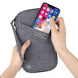 Slopehill Passport Holder RFID Blocking Travel Passport Wallet with Removable Wristlet Strap 9 Inches, Grey