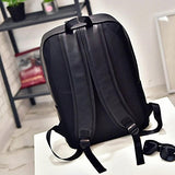 Tootu Men's Women's Leather Backpack Laptop Satchel Travel School Rucksack Bag (Black)